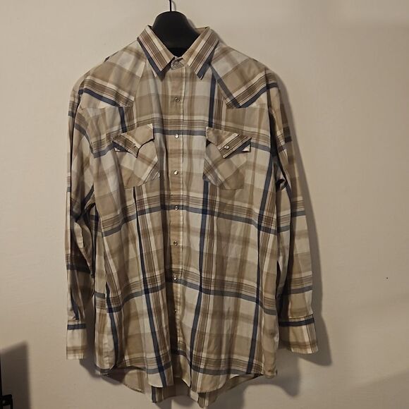 Plains Western Wear Long Sleeve Snap Button Down Shirt Size XXLT - Picture 1 of 7